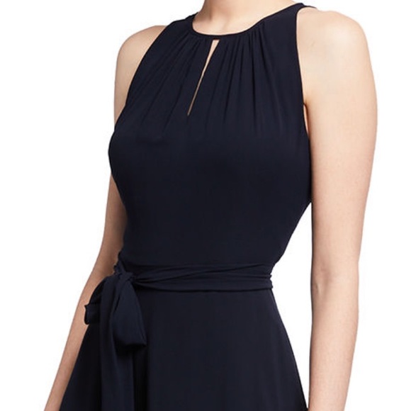 NEW Tahari ASL Navy high-low halter dress - Picture 3 of 8